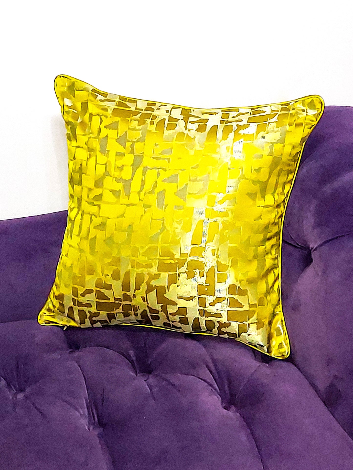 Yellow Gold Mosaic Luxurious Accent Throw Pillow