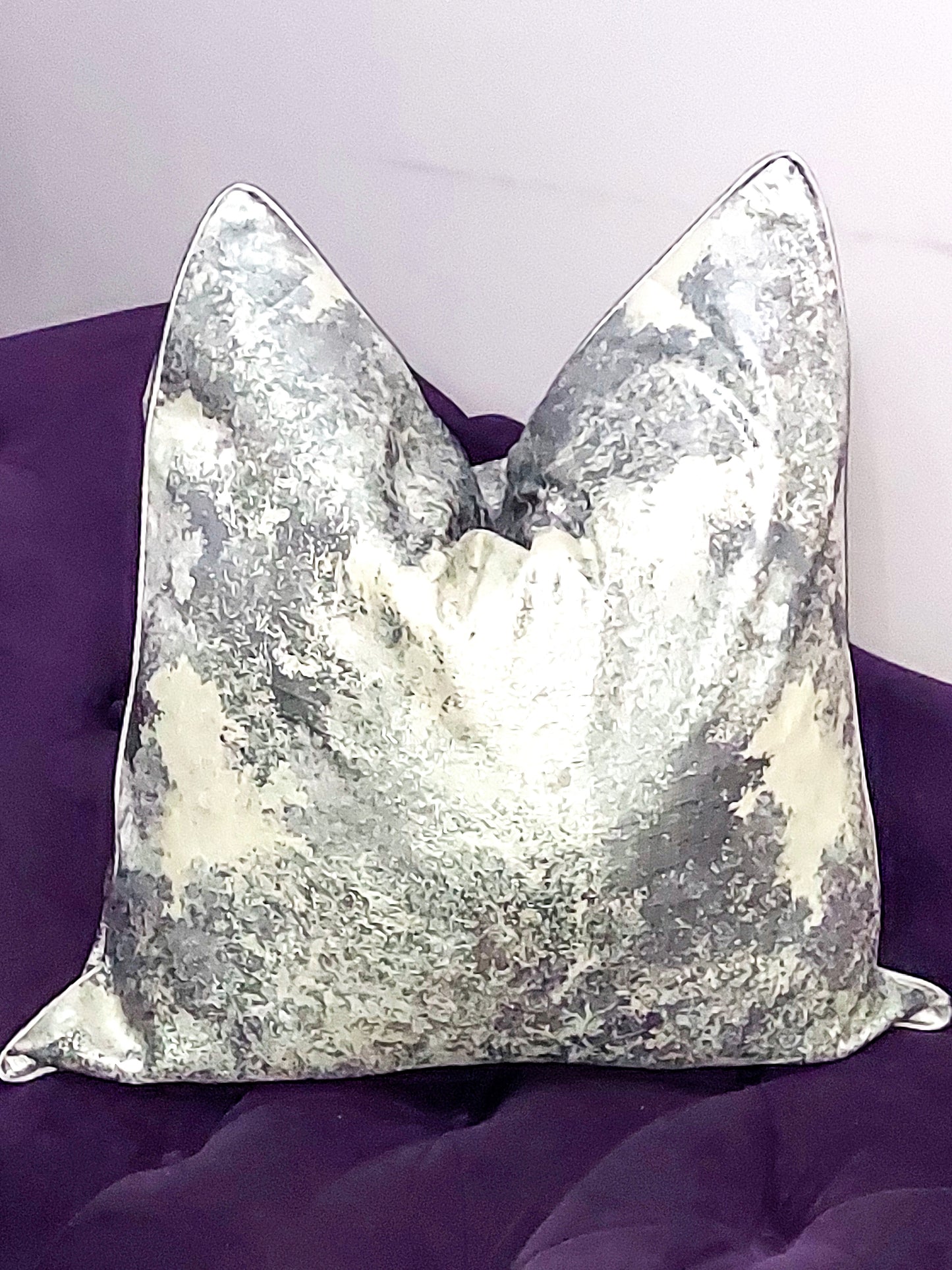 Silver & Ash Abstract Luxurious Accent Throw Pillow